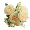 Fleurs décoratives 30cm Rose Rose pivoine Bouquet artificiel faux pour la décoration de mariage à la maison décor de Table d'intérieur arranger les plantes