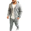 Men's Tracksuits Autumn And Winter European American Sports Men's Solid Color Fashion Casual Suit Hooded Cardigan Jacket