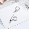 Backs Earrings 2022 Five-Pointed Star Blue Zircon Chain Long Double Perforated One-Piece Ear Buckle Lady Fashion Party Accessories