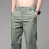 Erkek pantolon yaz erkekler ince esneme Kore gündelik düz uyum elastik bel klasik pantolon erkek ordu yeşil siyah gri 5xl