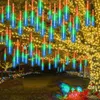Strings Solar Meteoor Douche Regenlicht vallen Regendruppel Outdoor Kerstfeestje Garland voor tuinboomdecoratie