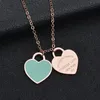 Conception nouvelle marque coeur amour collier pour femmes accessoires en acier inoxydable Zircon vert rose colliers de créateurs collier de luxe femmes bijoux cadeau