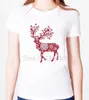 Julhjorttryck toppar kvinnor modal casual lös roliga t -skjortor för lady topp tee