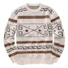 Men's Sweaters Men Slim Pullover Knitwear Polo Sweater Knitted Pullovers Geometric Print Casual