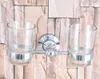 Badeszubehör Set Wandmontierte polierte Chrom -Badezimmer Zahnbürstenhalter Dual Clear Glass Cup MBA799