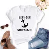 Lets Get Ship Faced Print Womens T Shirt Women Casual Funny For Yong Lady Girl Top