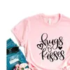 Câlins et baisers t-shirt imprimé femmes t-shirts décontracté drôle t-shirt dame Yong haut Hipster 6