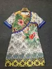 Robe décontractée A Swing Banana Leaf Print Hand Beaded Short Sleeve Taille S M L XL