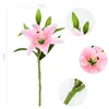 Decorative Flowers Lily Artificial White Pink Flower Branch Wedding Party Decoration Office Home Garden DIY Fake Floral Decor Supplies