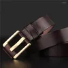 Belts WESTERN AUSPICIOUS Male Belt Cow Leather Strap With Gold Colour Brass Buckle Fashion Men Waist By Factory