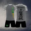 T-shirts masculinos da bandeira de tracksil bandeira masculina Conjunto de manga curta vegetal venezão brasil brasil brasil 2 peças de camuflagem de rua