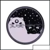 Pins Brooches Pinsbrooches Jewelry Cute Day And Night Cats Ename Pin Celestial Yin Yang Black White Cat Brooch Galaxy Animal Badge Otjds