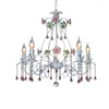 Kroonluchters Europese Witte Roos Stijl Kroonluchter Licht Luxe Decoratieve Hanglamp Indoor Ijzer Kristal Eetkamer Verlichting