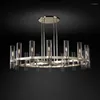 Lampadari Art Deco E14 LED Moderno Rame Vetro Nero Oro Lampadario rotondo Apparecchi di illuminazione Lustre Apparecchio a sospensione Lampen per Foyer