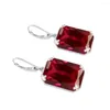 Kolczyki Dangle 925 Sterling Sliver for Woman Vintage Ruby Cieszonka Dźwignia Wedding Back Drope Earring Ręcznie projektant biżuterii