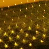 Str￤ngar LED Net Lights 110V/220V Br￶llopsdekoration Jul Fairy String Light Holiday Festival Multi Outdoor Garden Lamp