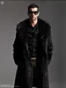 Manteau d'hiver en fausse fourrure pour homme, Long, Imitation lapin, coupe-vent intégré, col de costume, T221102