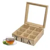 Jewelry Pouches 9 Compartments Tea Box With Visible Lid Storage Chests For Bag Sugar