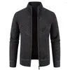 Herrtröjor Stylish Men's Sticked 2023 Cardigan Jackets Autumn Winter Long Sleeve Stand Collar Coat Casual Trendy 21Q2404