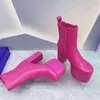 Kulüp tan-go roman stud chelsea platform ayak bileği botları kayma yuvarlak ayak topuklu patikler tıknaz yüksek topuk kısa bot lüks tasarımcı pist ayakkabı kadınlar için fabrika fabrikası footwe