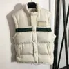 줄무늬 웨빙 여성 다운 코트 파카 파카 자수 편지 겨울 자켓은 따뜻한 조끼 외부웨어 소매 분리 가능
