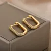 Square Circle Hoop ￶rh￤ngen f￶r kvinnor 100% 925 Silver Shiny Cubic Zircon Earring 2023 Trendiga smycken