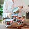 Miski japońska ręcznie malowana miska ramen gospodarstwa domowego zupa ryżowa dorzecza retro ceramiczne zastawa stołowa dostawa łyżki kuchennej