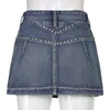 Юбки Vintage Diamonds Denim Mini Y2K Эстетические корейские Kawaii Low Rise Skinny Wrap Bodycon Джинсы Penceil Юбка Женская уличная одежда 221102