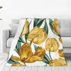 Blankets Soft Warm Fleece Blanket Yellow Tulips Winter Sofa Throw 3 Size Light Thin Mechanical Wash Flannel