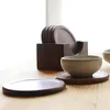 Table Mattes en bois Coasters Durable Placemats Rond Round Brink-Slip Mat Tobe Résistant à la chaleur Isolation PAD TEA CAFE