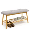 Clothing Storage Bamboo Can Sit On The Shoe Changing Stool Door Ideas Fabric Coat Rack Multi-Layer