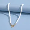 Choker Korean Crystal Butterfly Necklaces For Women Artificial Pearl Chain Ladies Fashion Elegant Party Jewelry Gift