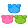 Bols 2022 Assiette à dîner en silicone pour enfants de haute qualité 3 grilles Bol en forme d'ours Vaisselle pour garçons filles rose / vert / bleu