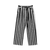 Men's Pants Youth Man Wide Belt Designer Washed Striped Men's Trousers Loose Male Streetwear Bottoms Japan Yuppie Men Clothes Autumn