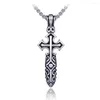 Pendentif Colliers Punk Vintage Acier inoxydable Croix Sword Collier Hommes Boîte Chaîne 2022 Gothique Bijoux Déclaration Hip Hop Collier Homme