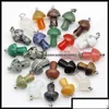 Charms Charms Jewelry Findings Components Mix Natural Stone Quartz Crystal Amethyst Agates Aventurine Mushroom Pendant For Diy Makin Otype