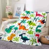 Filtar Swaddling Cartoon Dinosaur Throw Mjuk flanell för stol resande camping barn vuxna säng soffa täcker vinter drottning kung 221103