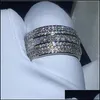 Ringos de cluster Ringos de cluster Luxury Big Zircon Stone 925 Sterling Sier Round Band for Women Fashion Jewelry 2021 noivado de casamento R DHBTR