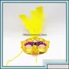 Party Masks Festive Supplies Home Gardenluminescent Feathered Glittering Princess Venetian Half Face Mask For Masquerade Cospla Otm4O