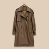 Trench-Coat en cuir véritable pour femme, joli manteau à la mode, col de costume, mi-long, ample, en peau de mouton, vêtements d'extérieur décontractés, printemps