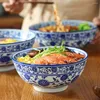 Bols bol en céramique soupe Ramen salade nouilles pâtes Pho céréales profondes porcelaine japonaise servant mélange assiettes Bluechinadinner