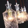 Lampes suspendues Bouteille Design American Country Style LED Lampe Suspendue Avec 4 Lumières Pour Bar Soufflage De Verre Artistique