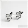 Stud Stud Black Snake Earrings For Women Stainless Steel Animal Men Punk Jewelry Emo Hiphop Drop Delivery 2022 Dh8Hg