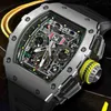 Superclone Luxe Heren Mechanica Horloge Richa Milles Skeleton Automatisch Mechanisch Zwart Rubber Mens Gele Wijzerplaat Rose Goud Polshorloge Hlas