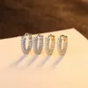 Korea Shiny Zircon Round Delicate s925 Silver Stud Earrings Fashion Women Jewelry Luxury Plating 18k Gold Temporary Earrings Accessories