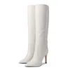 2022 new style lady women Knee Boots sheepskin leather Fashion high heels pointed pillage toe Knight booties Casual party Dress shoes plush snake stone siz 34-43