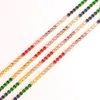 Choker 38 7cm Real Zircon Rainbow CZ Tennis Chain Chocker Necklace 18k 골드 도금 패션 여성 칼라 주얼리 Bijoux Femme