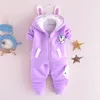 Clothing Sets Winter baby clothes plus velvet thick two-piece suit boys and girls toddlers warm cartoon bear hooded jacket pants 221103