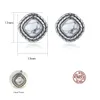 Дизайн бренда белый бирюзовый S925 Серьщики для серебряной квадраты Женские ювелирные украшения
