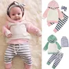 Set di abbigliamento FOCUSNORM Fashion Striped Cotton 3PCS nato Baby Boy Girl Felpa con cappuccio Leggings Pantaloni Abiti 221103